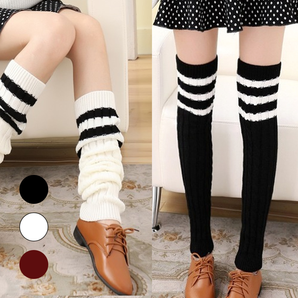 3color stripe leg warmer golf knit